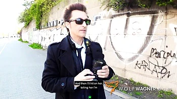 Lustful redhead angel cums in mouth outside