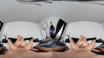 Blonde teen Jessie Ames rides huge cock in VR