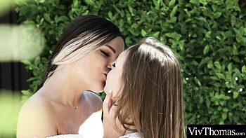 Hot blonde Emily's first outdoor pussy licking