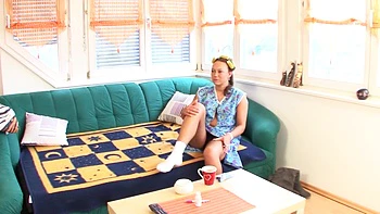 Sexy German Maid Rides Cock on Bed After Oral