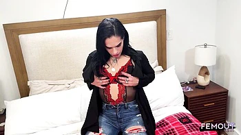 Brunette babe solo with dildo and anal toys