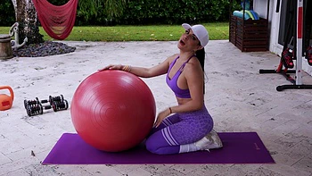 Fitness milf Sandy Love rides cock hard showing off 36D curves