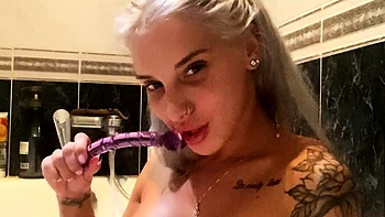 Big-Tit Blonde MILF Masturbates in Shower Spy Cam