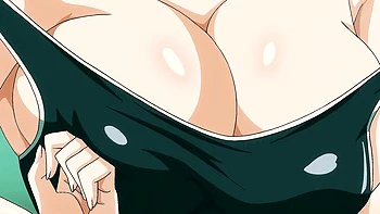 Big-tit anime babe fucked doggy and creampied