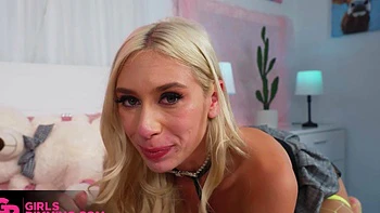 Blonde beauty Kay Lovely gets messy with intense finish.