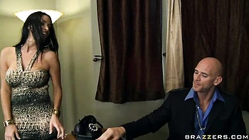 Bald fucker screwed a gorgeous big-boobed brunette Vanilla Deville